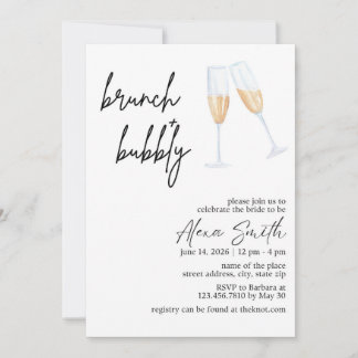 Brunch en Bubble Bridal Shower Invitation Kaart