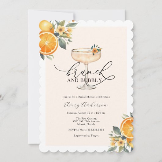 Brunch en Bubble Bridal Shower Invitation Kaart (Voorkant)