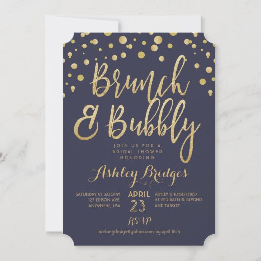 Brunch en Bubble Bridal Shower Invitation Kaart (Voorkant)