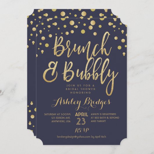Brunch en Bubble Bridal Shower Invitation Kaart (Voorkant / Achterkant)