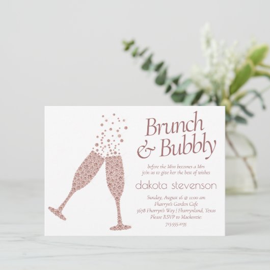 Brunch en Bubble | Cassis Paars Pink Champagne Kaart (Staand voorkant)