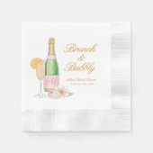 Brunch en Bubble Champagne Bridal Brunch Napkins Servet (Voorkant)