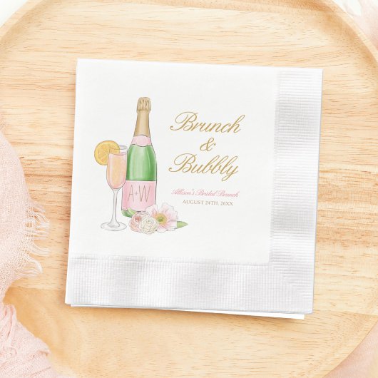 Brunch en Bubble Champagne Bridal Brunch Napkins Servet