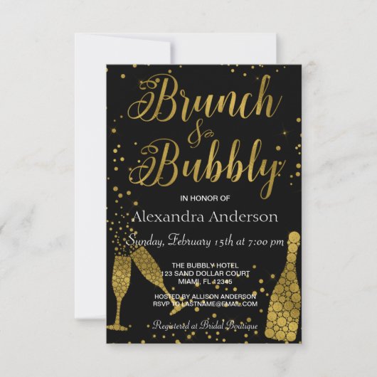 Brunch en bubble Champagne glazen Kaart (Voorkant)