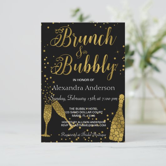 Brunch en bubble Champagne glazen Kaart (Staand voorkant)