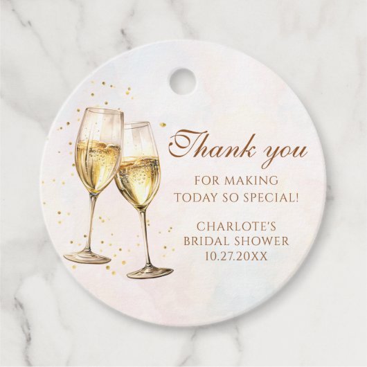 Brunch en Bubble Champagne Vrijgezellenfeest Bedankjes Labels (Voorkant)