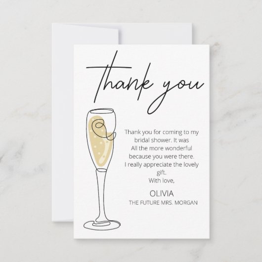 Brunch en Bubble Champagne Vrijgezellenfeest Bedankkaart (Voorkant)