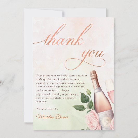 Brunch en Bubble Champagne Vrijgezellenfeest Bedankkaart (Voorkant)