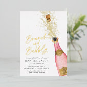 Brunch en Bubble Champagne Vrijgezellenfeest Folie Uitnodiging (Staand Voorkant)