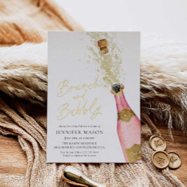 Brunch en Bubble Champagne Vrijgezellenfeest Folie Uitnodiging