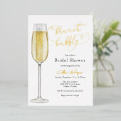 Brunch en Bubble Champagne Vrijgezellenfeest Folie Uitnodiging (Staand Voorkant)