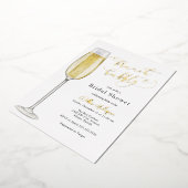 Brunch en Bubble Champagne Vrijgezellenfeest Folie Uitnodiging (Gedraaid)