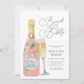 Brunch en Bubble Champagne Vrijgezellenfeest Invit Kaart (Voorkant)