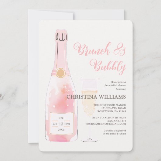 Brunch en Bubble Champagne Vrijgezellenfeest Kaart (Voorkant)
