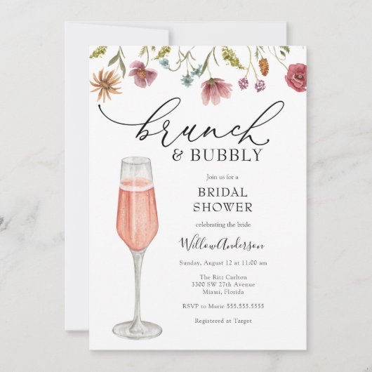 Brunch en Bubble Champagne Vrijgezellenfeest Kaart (Voorkant)