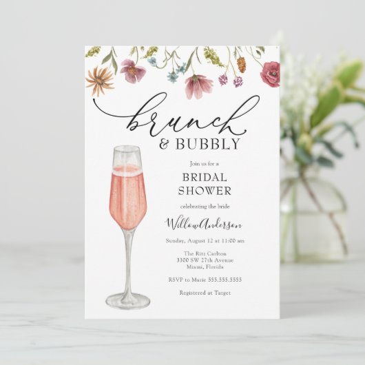 Brunch en Bubble Champagne Vrijgezellenfeest Kaart (Staand voorkant)