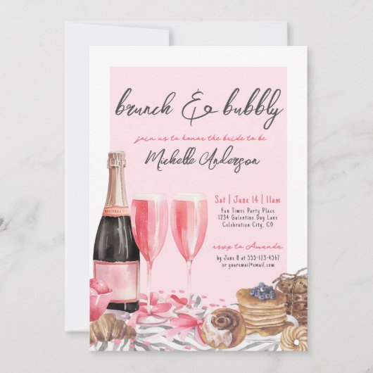 Brunch en bubble Champagne Vrijgezellenfeest Kaart (Voorkant)