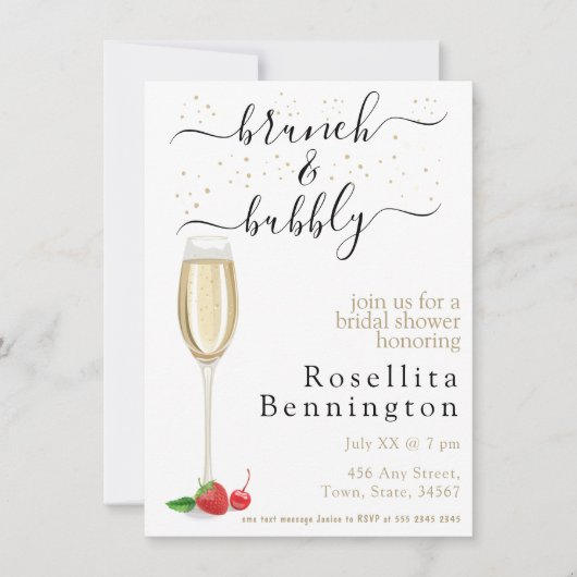 Brunch en Bubble Champagne Vrijgezellenfeest Kaart (Voorkant)