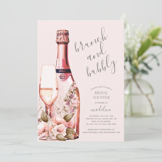 Brunch en Bubble Champagne Vrijgezellenfeest Kaart (Staand voorkant)