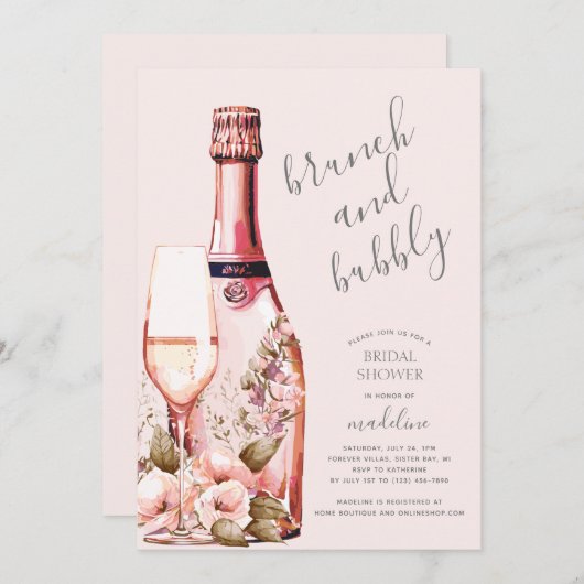 Brunch en Bubble Champagne Vrijgezellenfeest Kaart (Voorkant / Achterkant)