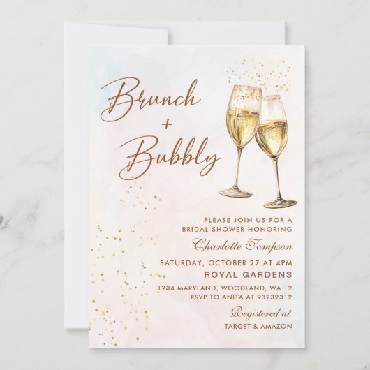 Brunch en Bubble Champagne Vrijgezellenfeest Kaart (Voorkant)