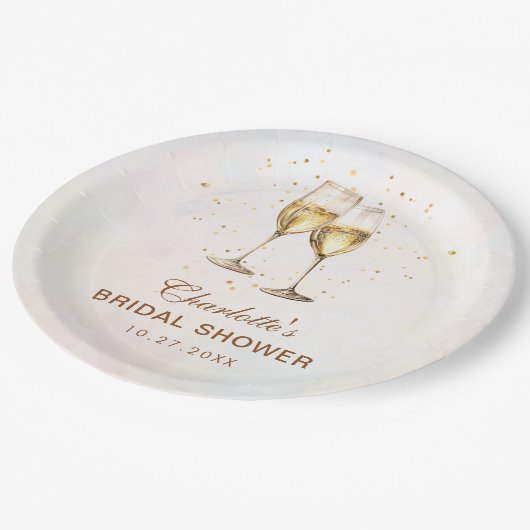 Brunch en Bubble Champagne Vrijgezellenfeest Papieren Bordje (Gekanteld)