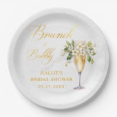 Brunch en Bubble Champagne Vrijgezellenfeest Papieren Bordje (Voorkant)