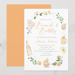 Brunch en Bubble Champagne Vrijgezellenfeest Party Kaart