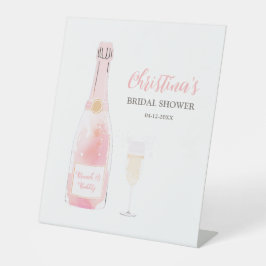 Brunch en Bubble Champagne Vrijgezellenfeest Reclamebord Met Voetstuk