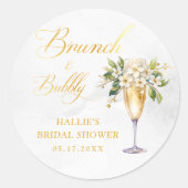 Brunch en Bubble Champagne Vrijgezellenfeest Ronde Sticker (Voorkant)