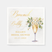 Brunch en Bubble Champagne Vrijgezellenfeest Servet (Voorkant)