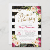 Brunch en Bubble Chic Stripe Floral Vrijgezellenfe Kaart (Voorkant)