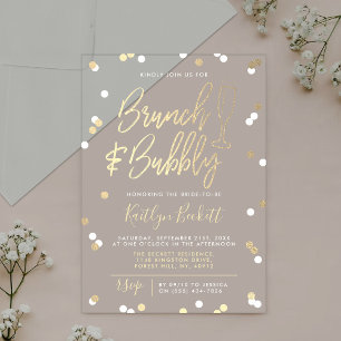 Brunch en Bubble Confetti Vrijgezellenfeest Acryl Uitnodigingen