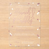 Brunch en Bubble Confetti Vrijgezellenfeest Acryl Uitnodigingen (Voorkant)