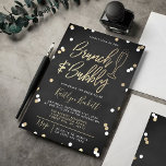 Brunch en Bubble Confetti Vrijgezellenfeest Kaart<br><div class="desc">Deze stijlvolle bruiddoucheuitnodigingen bevatten een elegant faux gouden folie confetti thema met moderne typografie die geweldig is voor elke bruid. Pas het ontwerp eenvoudig aan met uw eigen formulering en vind overeenkomende partijitems op www.zazzle.com/invitation_republic.</div>