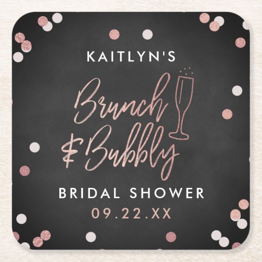 Brunch en Bubble Confetti Vrijgezellenfeest Kartonnen Onderzetters (Voorkant)