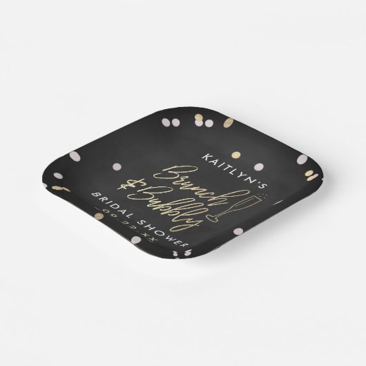 Brunch en Bubble Confetti Vrijgezellenfeest Papieren Bordje (Gebogen)