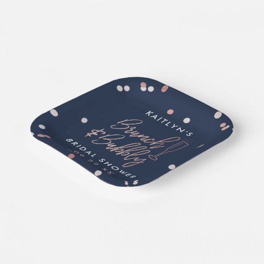 Brunch en Bubble Confetti Vrijgezellenfeest Papieren Bordje (Gebogen)