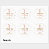 Brunch en Bubble Dank u roze Vrijgezellenfeest Cla Ronde Sticker (Vel)
