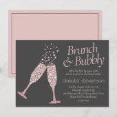 Brunch en Bubble | Donkere grijze muizenroze douch Kaart (Voorkant / Achterkant)