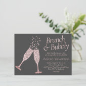 Brunch en Bubble | Donkere grijze muizenroze douch Kaart (Staand voorkant)