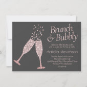 Brunch en Bubble | Donkere grijze muizenroze douch Kaart (Voorkant)