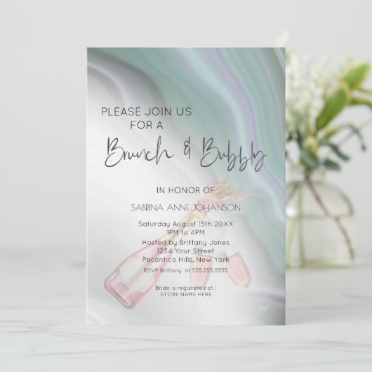 Brunch en Bubble Dreamweaver Mint Jade Sage en Vio Kaart (Staand voorkant)