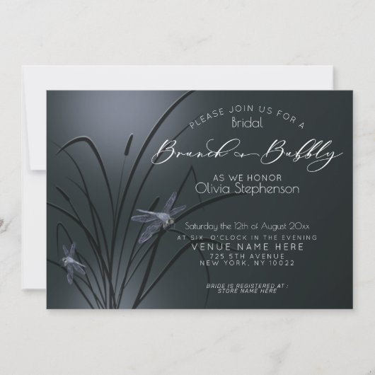 Brunch en Bubble Dusty Blue Dragonfly Kaart (Voorkant)