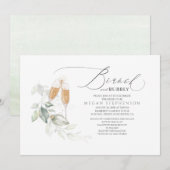 Brunch en Bubble Elegant Greenery Vrijgezellenfees Kaart (Voorkant / Achterkant)