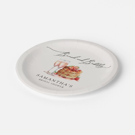 Brunch en Bubble Elegant Pancake Roze Vrijgezellen Papieren Bordje (Gekanteld)