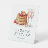 Brunch en Bubble Elegant Pancake Roze Vrijgezellen Reclamebord Met Voetstuk (Voorkant)