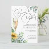 Brunch en Bubble Elegant Sunflower Vrijgezellenfee Kaart (Staand voorkant)