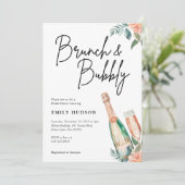 Brunch en Bubble Elegante Bridal Shower Uitnodigin Kaart (Staand voorkant)