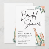 Brunch en Bubble Elegante Bridal Shower Uitnodigin Kaart (Voorkant / Achterkant)